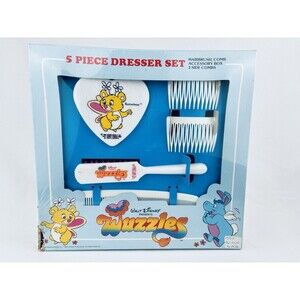 Vintage 1985 Hasbro‎ Disney Wuzzles 5 Piece Dresser Set Butterbear Brush Read!